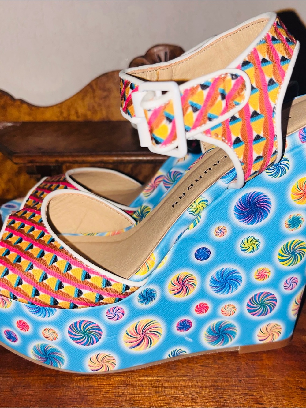 Chinese Laundry Multicolor Geometric & Swirl Wedge Sandals